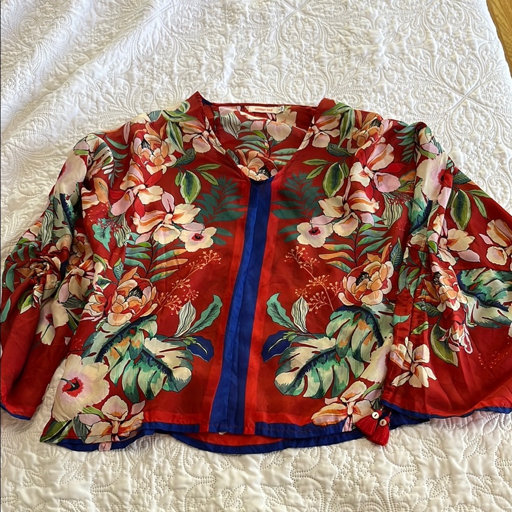 Red Floral Johnny Was top
